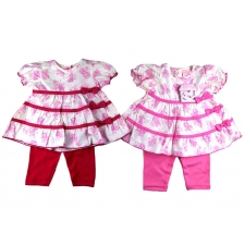 Rock a Bye Baby - Flower print legging set with three bows in 100% cotton -- £3.99 per item - 6 pack